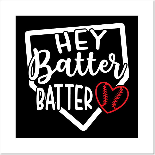 Hey Batter Batter Baseball Softball Cute Funny Wall Art by GlimmerDesigns